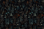 Dark Botanical Wallpaper : Moody Leaves and Birds Pattern - View 2