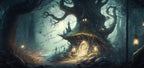 Enchanted Forest Wallpaper : Fairytale Tree House Mural - View 2