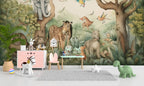 Woodland Animals Kids Wallpaper : Painted Forest Friends Mural - View 4