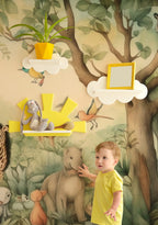 Woodland Animals Kids Wallpaper : Painted Forest Friends Mural - View 6
