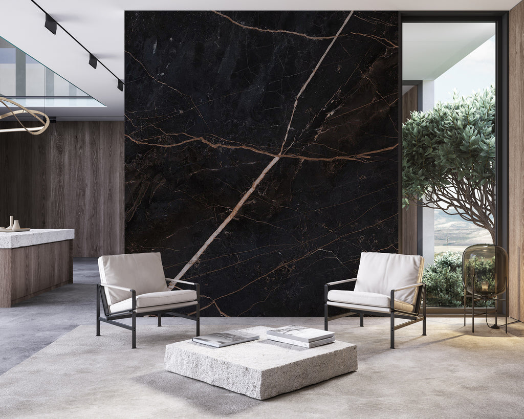 Black Marble Wallpaper : Gold Vein Luxury Mural - View 4