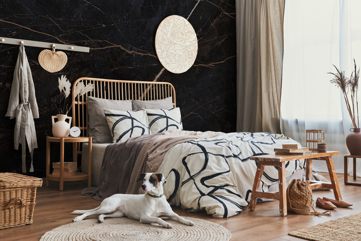 Black Marble Wallpaper : Gold Vein Luxury Mural - View 5