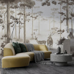 Beige Forest Deer Wallpaper : Soft Sepia Woodland Mural - View 4