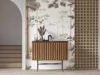 Beige Forest Deer Wallpaper : Soft Sepia Woodland Mural - View 2