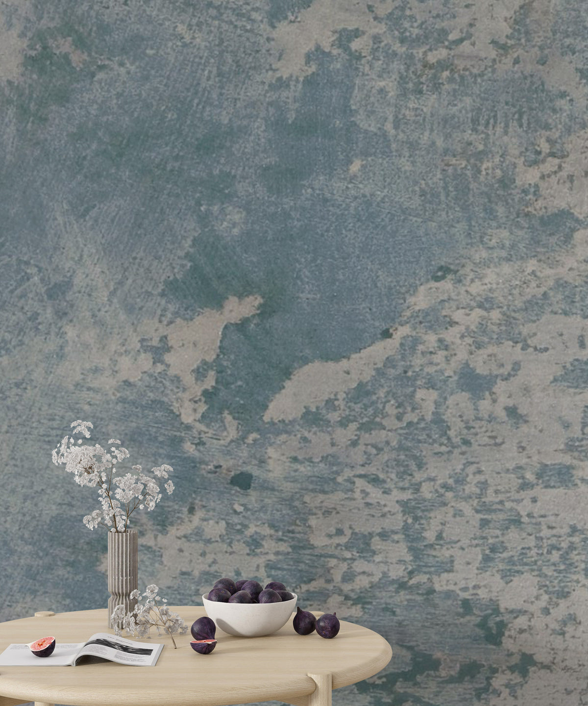 Blue Concrete Wallpaper : Distressed Teal Texture Mural - View 4