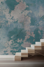 Blue Concrete Wallpaper : Distressed Teal Texture Mural