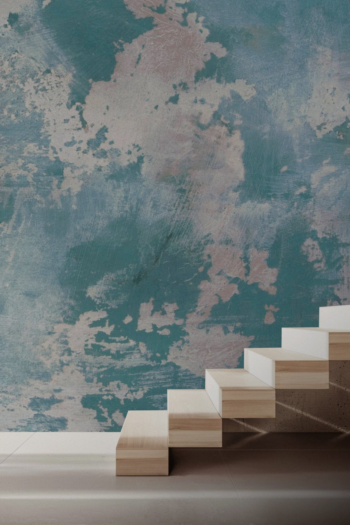 Blue Concrete Wallpaper : Distressed Teal Texture Mural