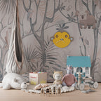 Soft Jungle Animals Wallpaper : Pastel Tropical Kids Mural - View 5