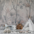 Soft Jungle Animals Wallpaper : Pastel Tropical Kids Mural