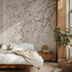 Linen Cherry Blossom Wallpaper : Spring Branches Mural - View 3