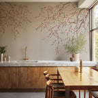 Linen Cherry Blossom Wallpaper : Spring Branches Mural - View 4