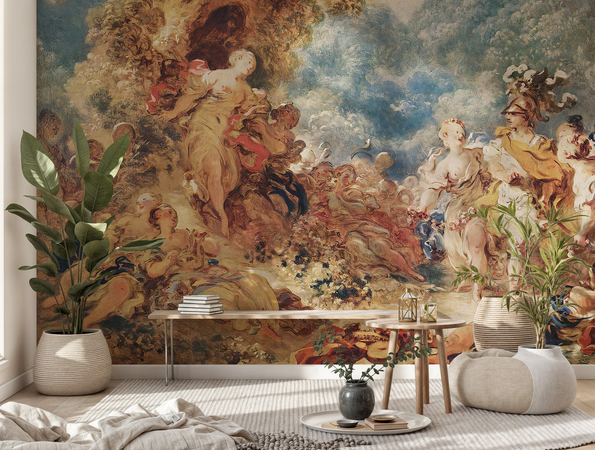 Renaissance Fresco Wallpaper : Oil Painting Figures Mural - View 4