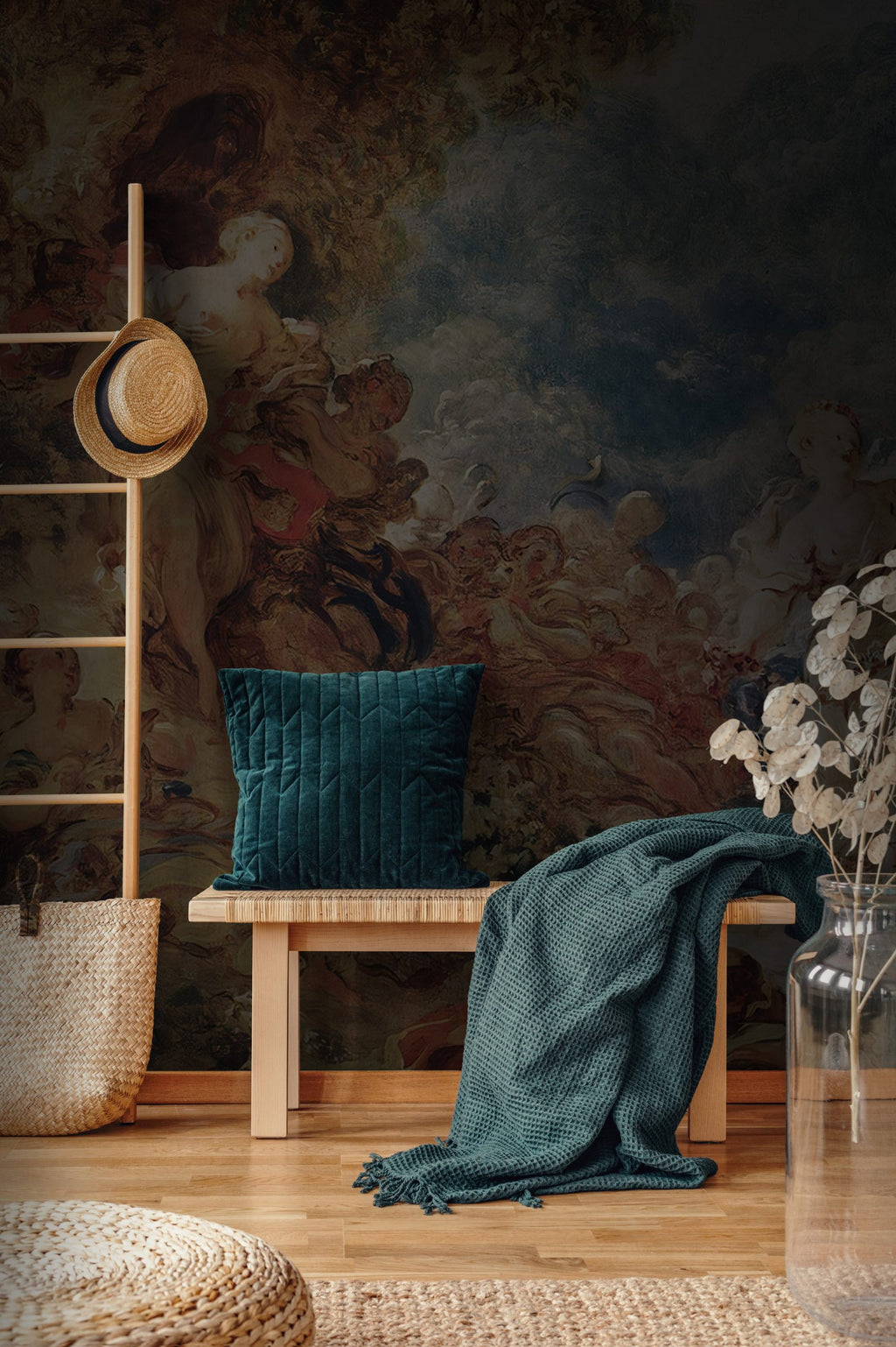 Renaissance Fresco Wallpaper : Oil Painting Figures Mural - View 5