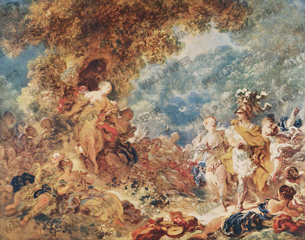 Renaissance Fresco Wallpaper : Oil Painting Figures Mural - View 2