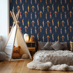 Retro Swimmers Wallpaper : Navy Vintage Bathers Pattern - View 3