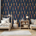 Retro Swimmers Wallpaper : Navy Vintage Bathers Pattern