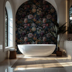 Renaissance Floral Wallpaper : Rich Flowers on Dark Pattern Mural - View 4