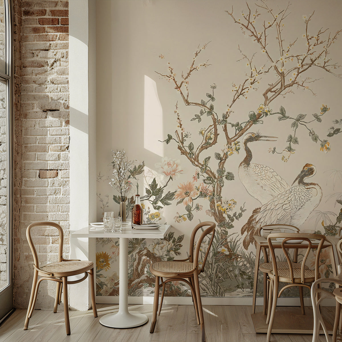 Crane Garden Border Wallpaper : Chinoiserie Blossom Trees Mural - View 4