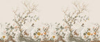 Crane Garden Border Wallpaper : Chinoiserie Blossom Trees Mural - flat design
