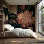 Dark Peony Wallpaper : Oversized Coral and Cream Flowers Mural - View 3