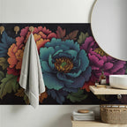 Teal Floral Symphony Wallpaper : Bold Painted Flowers Mural