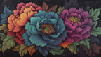 Teal Floral Symphony Wallpaper : Bold Painted Flowers Mural - flat design