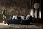 Charcoal Forest Wallpaper : Sepia Sketched Woodland Mural - View 3