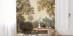 Vintage Forest Landscape Wallpaper : Sepia Woodland Painting Mural - View 5