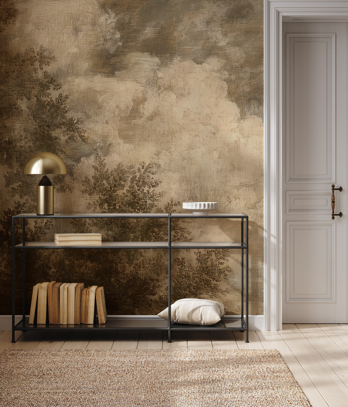 Distressed Cloud Wallpaper : Textured Beige Sky Mural