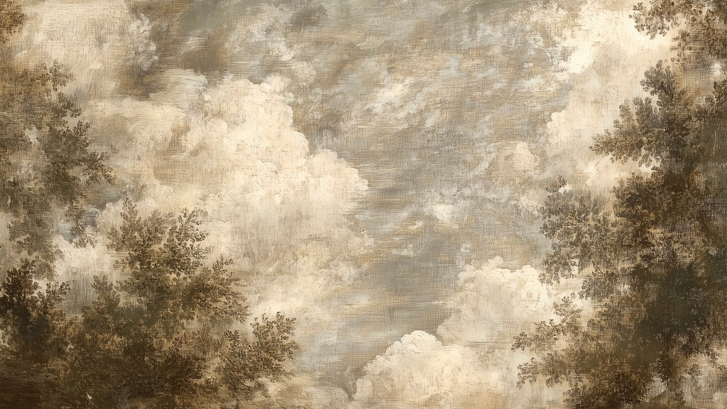 Distressed Cloud Wallpaper : Textured Beige Sky Mural - View 2