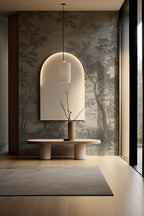 Black and White Landscape Wallpaper : Engraved Village Scenery Mural - View 4