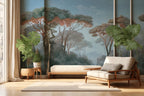 Blue Pine Forest Wallpaper : Vintage Path Landscape Mural - View 3