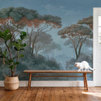 Blue Pine Forest Wallpaper : Vintage Path Landscape Mural - View 4