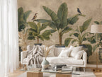 Chinoiserie Vase Wallpaper : Tropical Plants in Blue Porcelain Mural - View 4