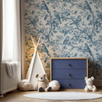 Blue Bird Toile Wallpaper : French Floral Branch Mural - View 4