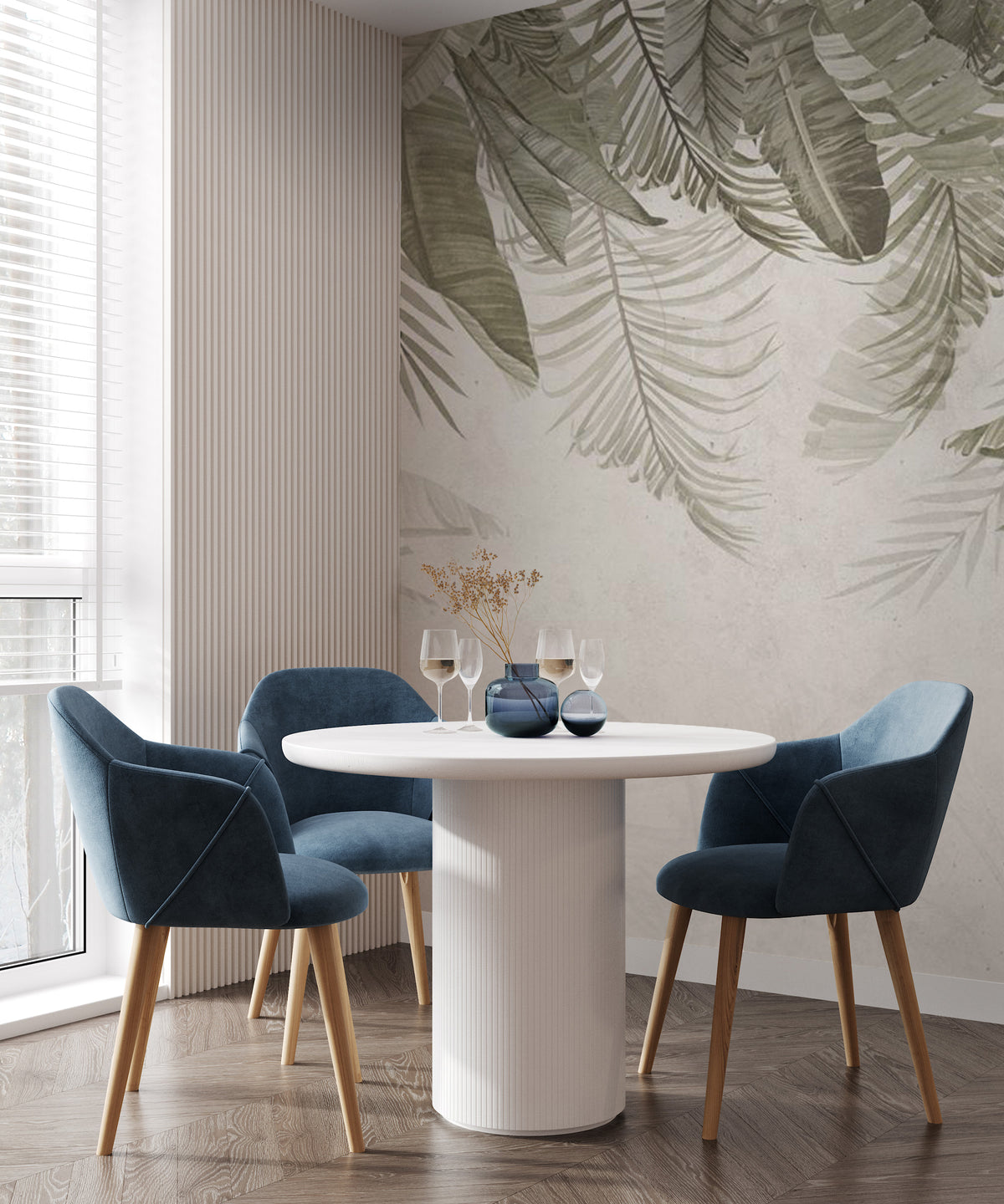 Hanging Tropical Leaf Wallpaper : Soft Green Palm Mural - View 4