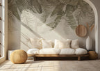 Hanging Tropical Leaf Wallpaper : Soft Green Palm Mural