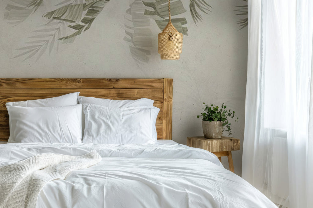 Hanging Tropical Leaf Wallpaper : Soft Green Palm Mural - View 3