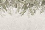 Hanging Tropical Leaf Wallpaper : Soft Green Palm Mural - flat design