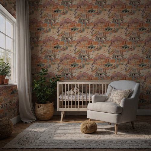 Desert Town Wallpaper : Retro American Roadside Kids Wall Mural
