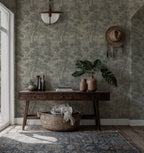 Vintage Tree Wallpaper : Grey Green Woodland Toile Mural