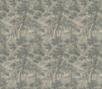 Vintage Tree Wallpaper : Grey Green Woodland Toile Mural - flat design