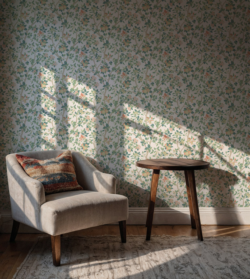 Pastel Spring Branch Wallpaper : Small Floral Pattern Mural - View 2