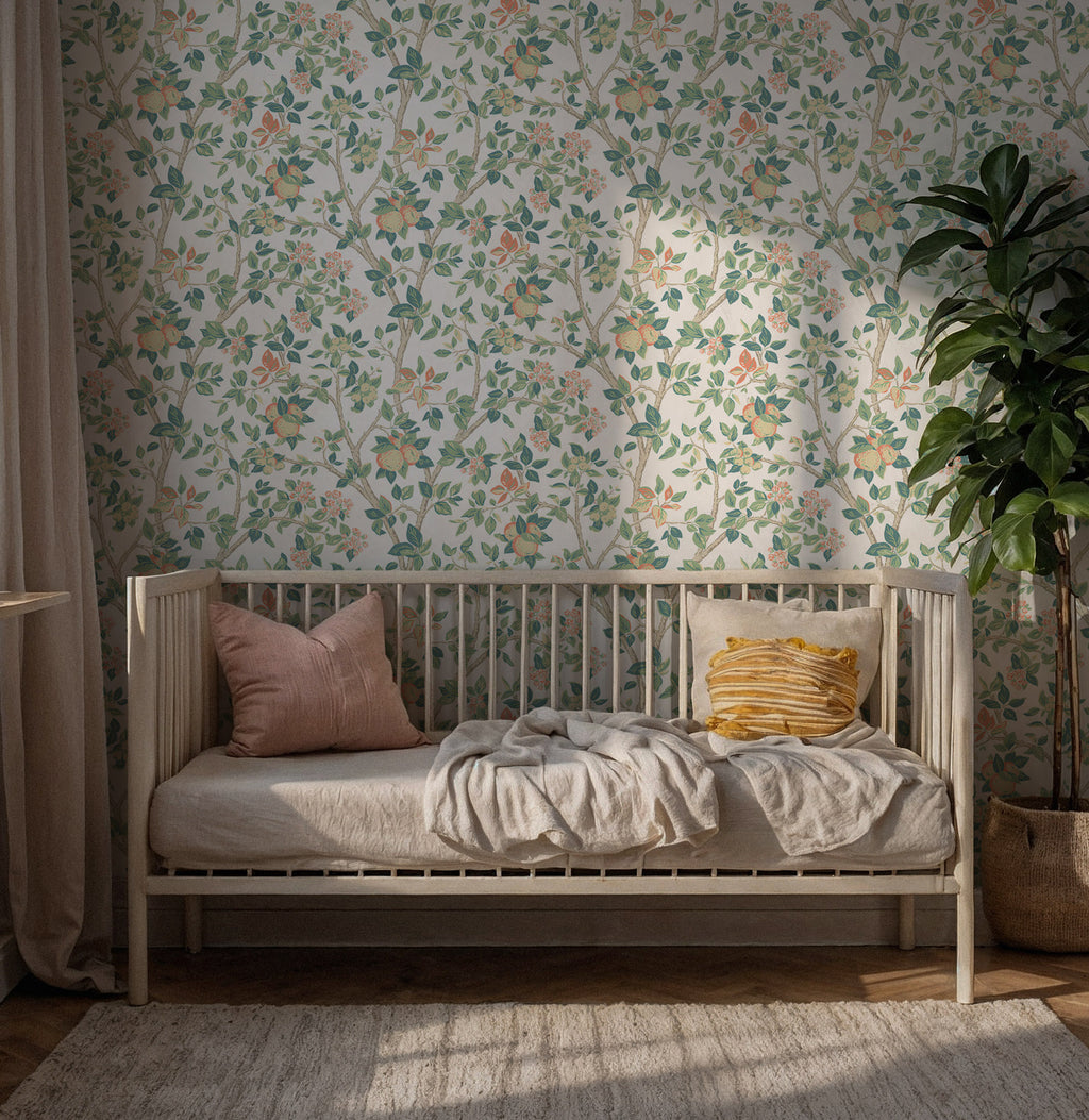 Pastel Spring Branch Wallpaper : Small Floral Pattern Mural - View 3
