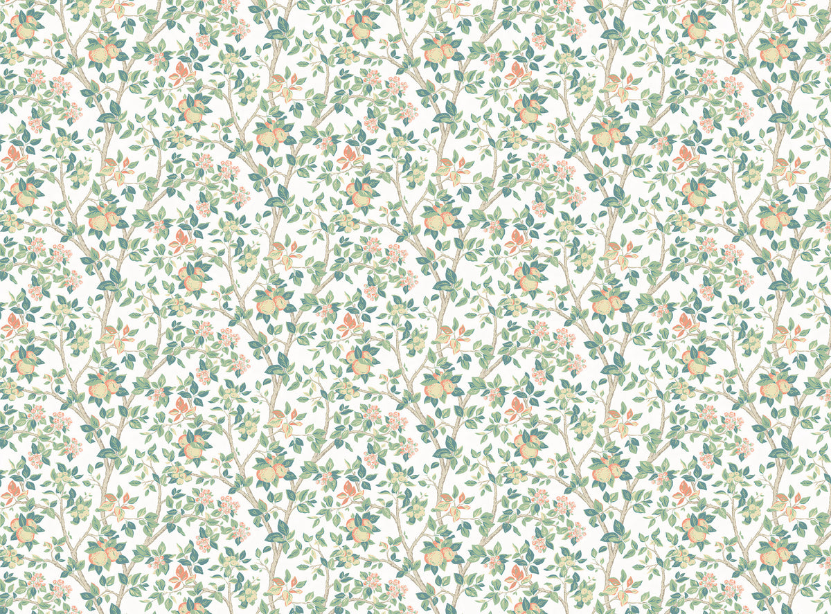 Pastel Spring Branch Wallpaper : Small Floral Pattern Mural - flat design
