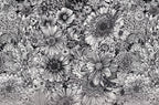 Black and White Flower Wallpaper : Sketch Floral Mural - flat design