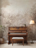 Watercolor Leaves Wallpaper : Soft Taupe Botanical Mural