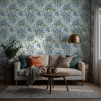Blue Peony Wallpaper : Endless Blue Flowers Pattern Mural - View 4