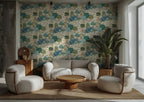 Whimsical Tree Wallpaper : Blue and Green Woodland Pattern Mural - View 2