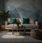 Blue Geometric Wallpaper : Abstract Concrete Triangles Mural - View 3